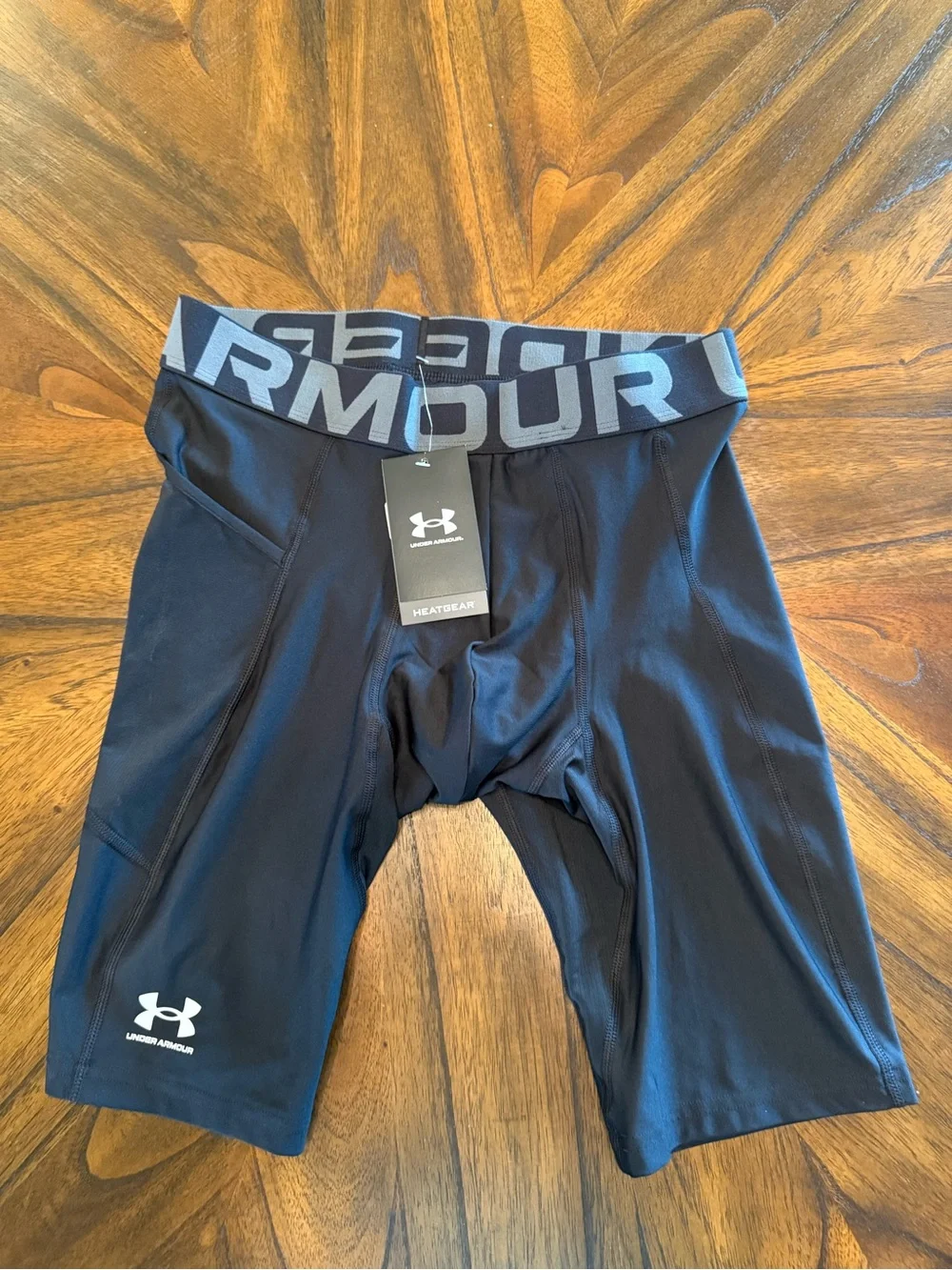 Under Armour Men’s Black Compression Training Shorts with Gray Waistband